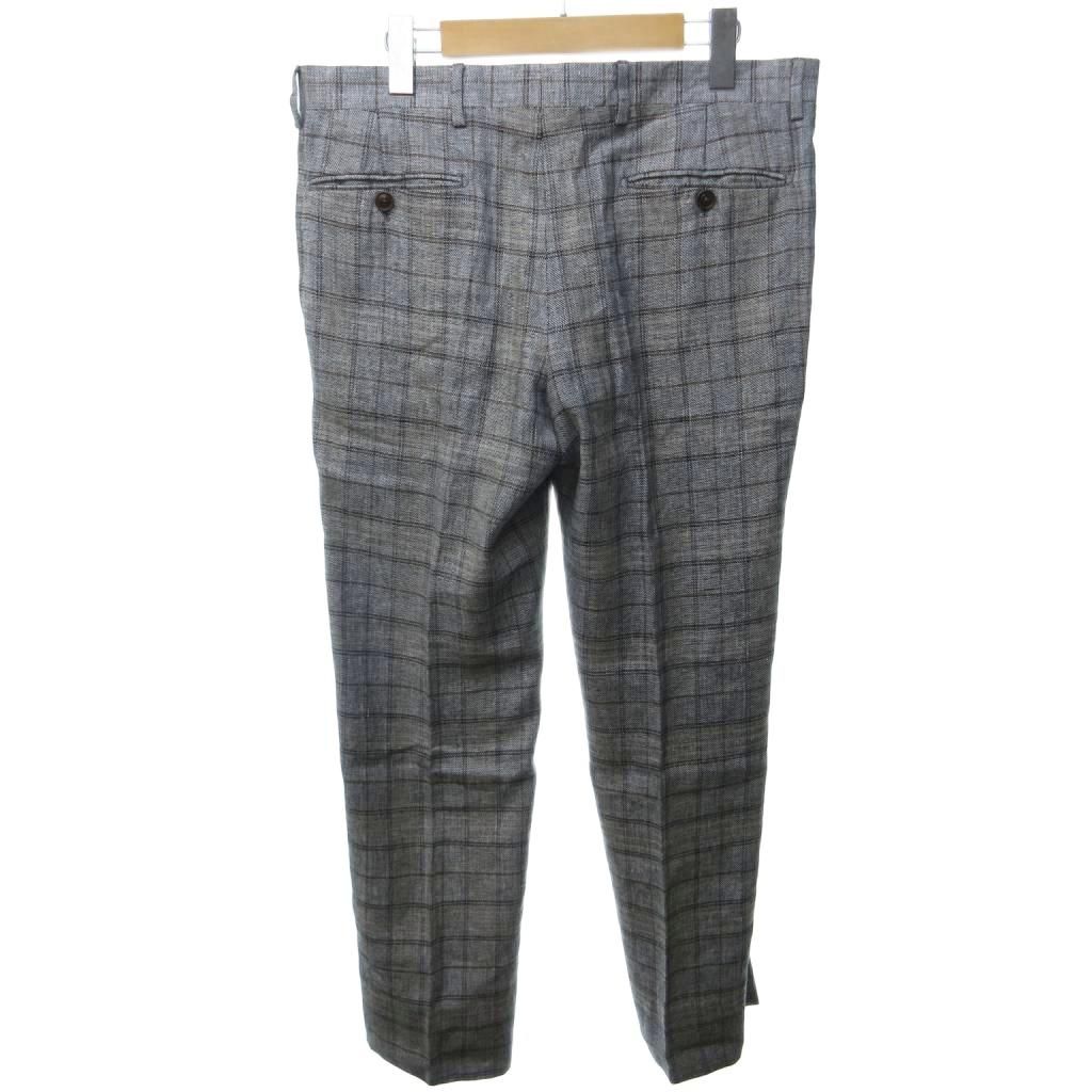 エトロ セットアップ テーラードジャケット パンツ チェック 54 3XL エトロ ETRO 美品 シルク リネン混 スーツ セットアップ チェック