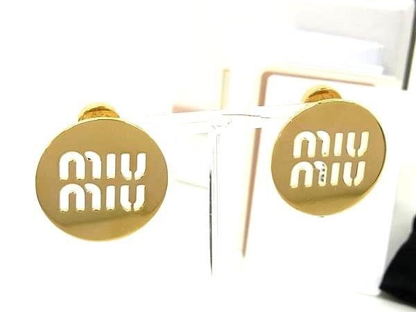 miumiu ミュウミュウ ピアス 5J0849 ゴールド系 メタル レディース ロゴ 新品未使用展示品