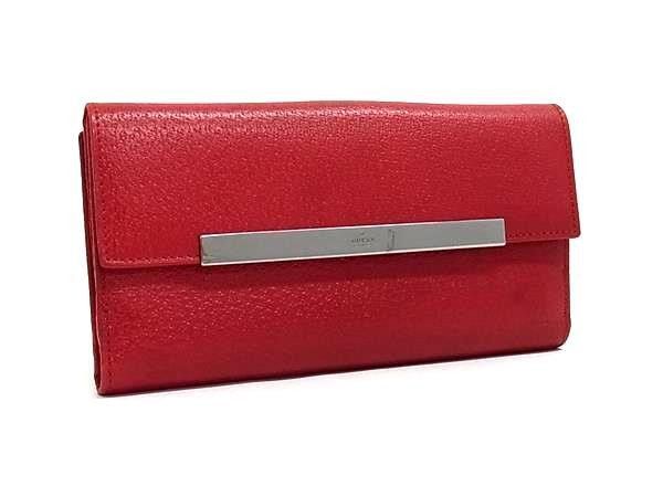 早い者勝ち　美品　GUCCI グッチ　赤　レザー　シルバー　金具　財布　二つ折り GUCCI グッチ 長財布 035 2031 2065 レッド系 レザー レディース W