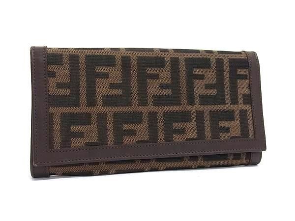 FENDI フェンディ 長財布 ズッカ 2807 30851 99 ブラウン系 キャンバス×レザー メンズ 美品