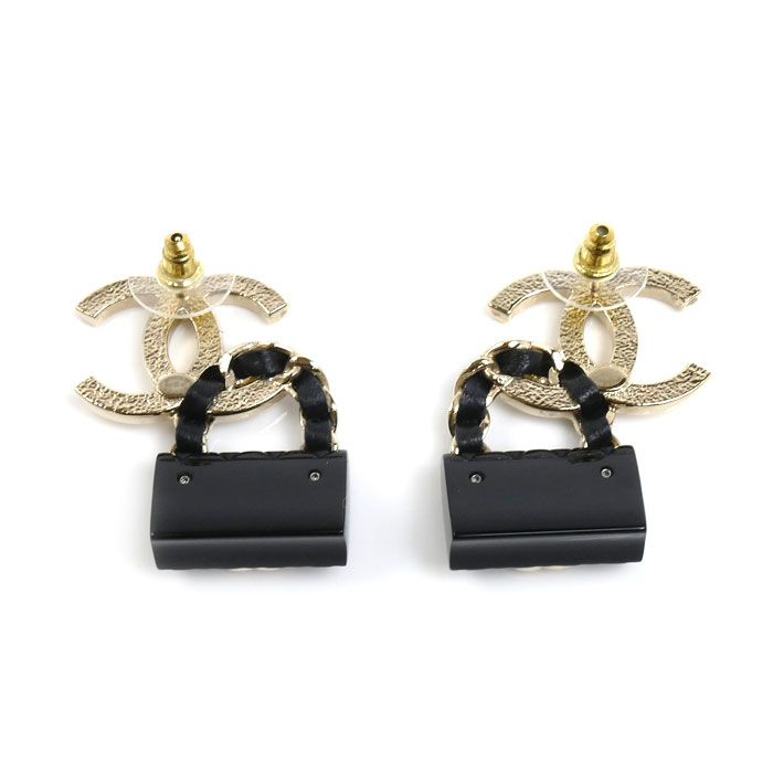CHANEL シャネル GP レザー ココマーク バッグモチーフ ピアス ABA008