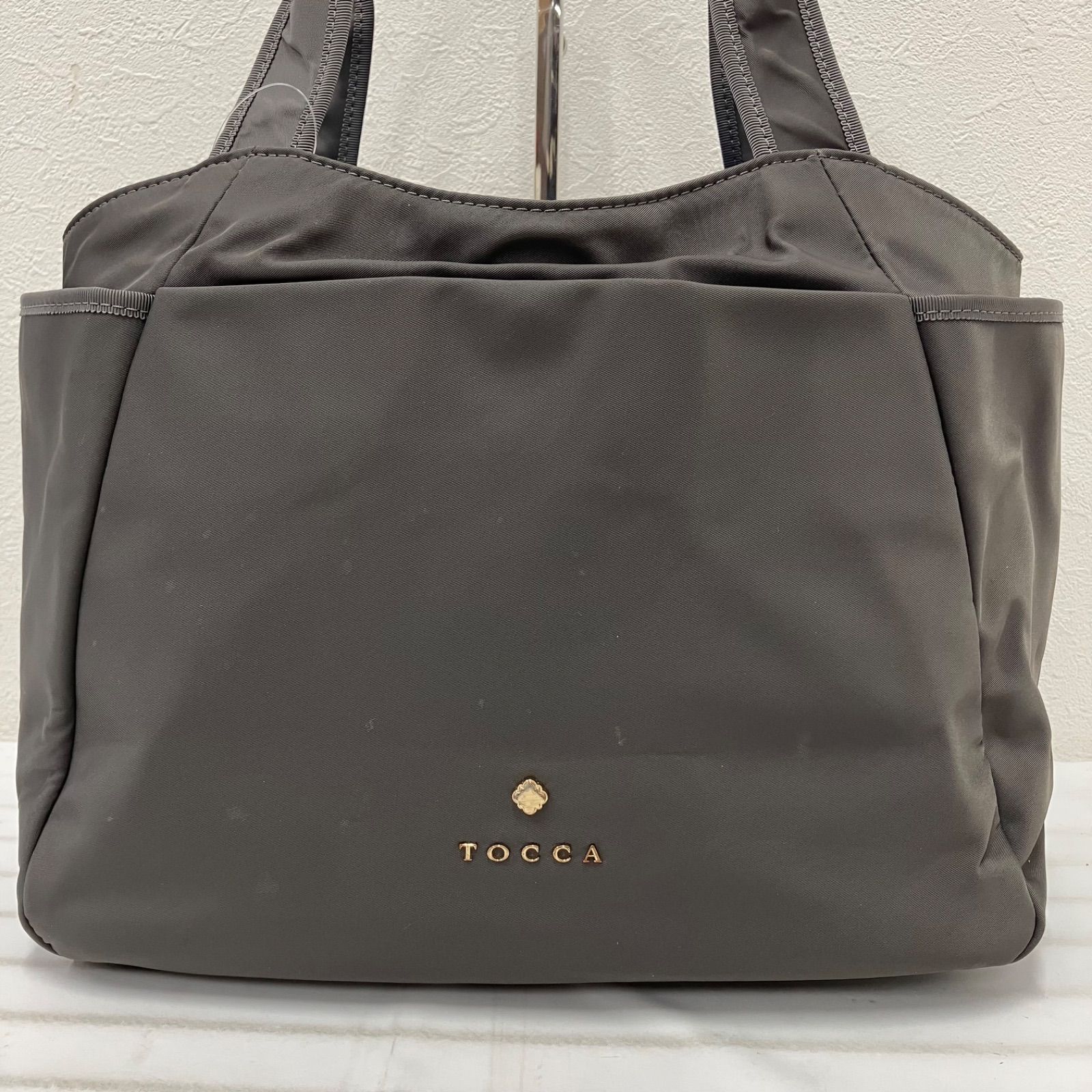 2844 TOCCA トッカ トートバッグ T-JARDIN NYLON グレー系 無地 ロゴ