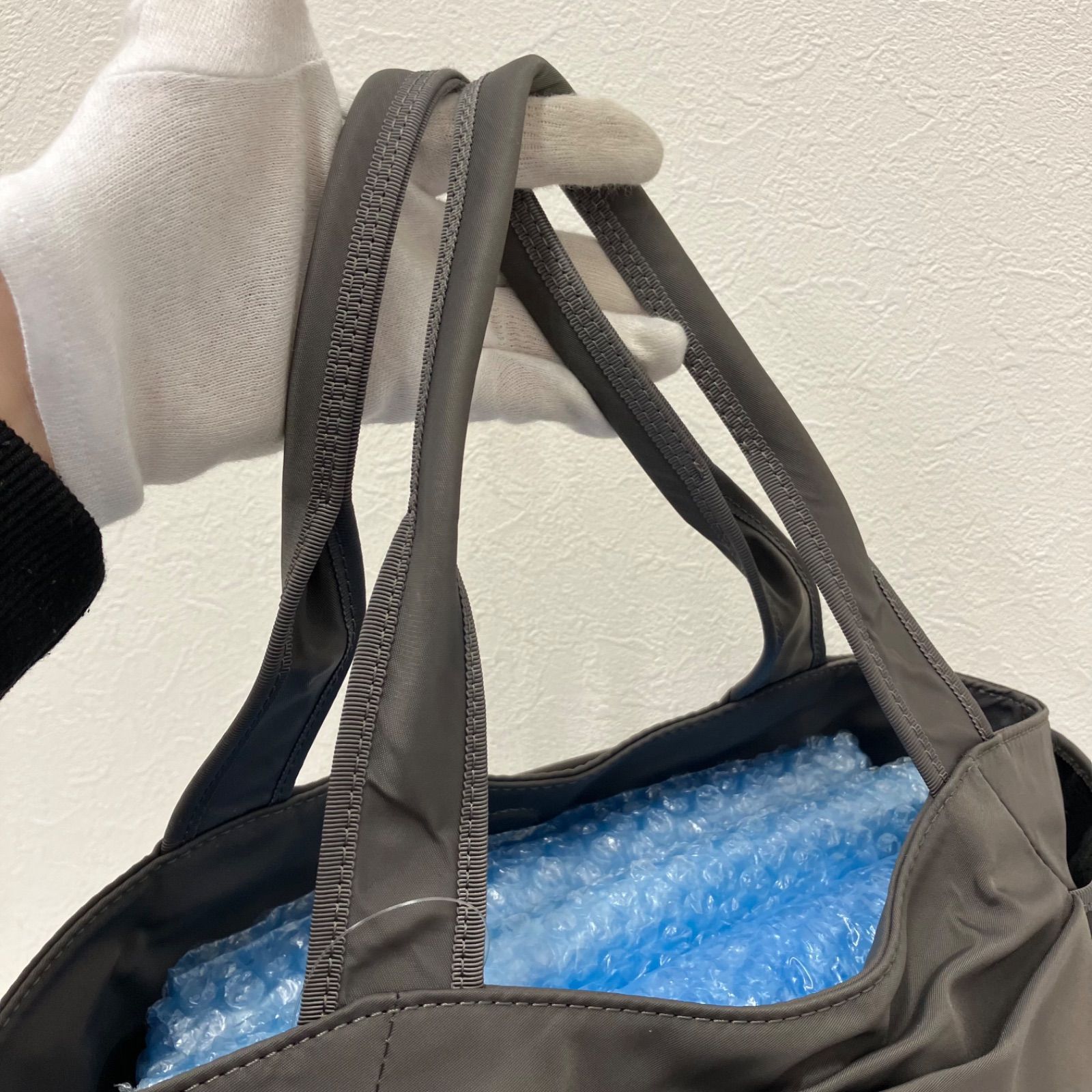 2844 TOCCA トッカ トートバッグ T-JARDIN NYLON グレー系 無地 ロゴ