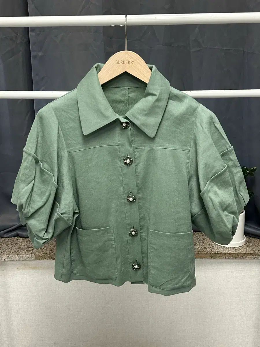 トム・グレイハウンド 正規品 / レディース 90サイズ / グリーン ボタン ジャケット 半袖
