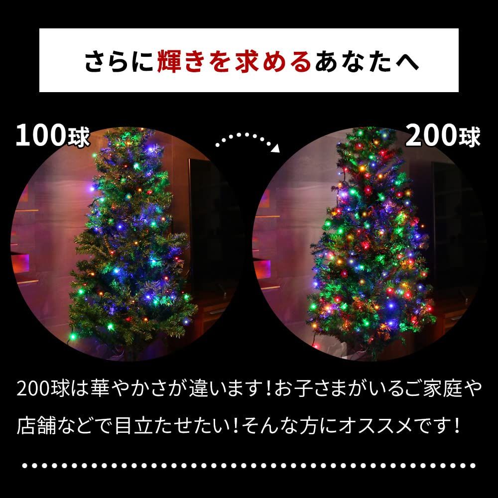 特価セール】ストレートタイプ 15m ブルー 200球 クリア線 点灯 LED 8