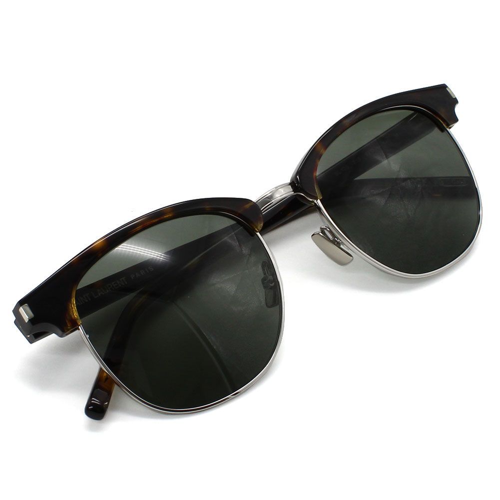 サンローラン SAINT LAURENT SL108 015 サングラス ノーズパット UVカット 紫外線カット メンズ レディース グリーン ハバナ シルバー