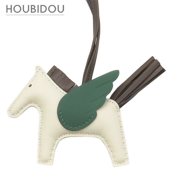 エルメス Herms バッグチャーム ロデオPM ペガサス アニョーミロ スイフト クレ×ショコラ×ヴェールモワイヤン オフホワイト こげ茶 緑 W 【箱】【中古】