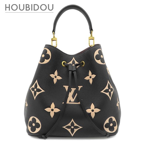 ルイヴィトン Louis Vuitton ハンドバッグ ネオノエ MM モノグラムアンプラント ブラック×ベージュ ゴールド金具 黒 ストラップ欠品 M45497 RFID 【箱】【中古】