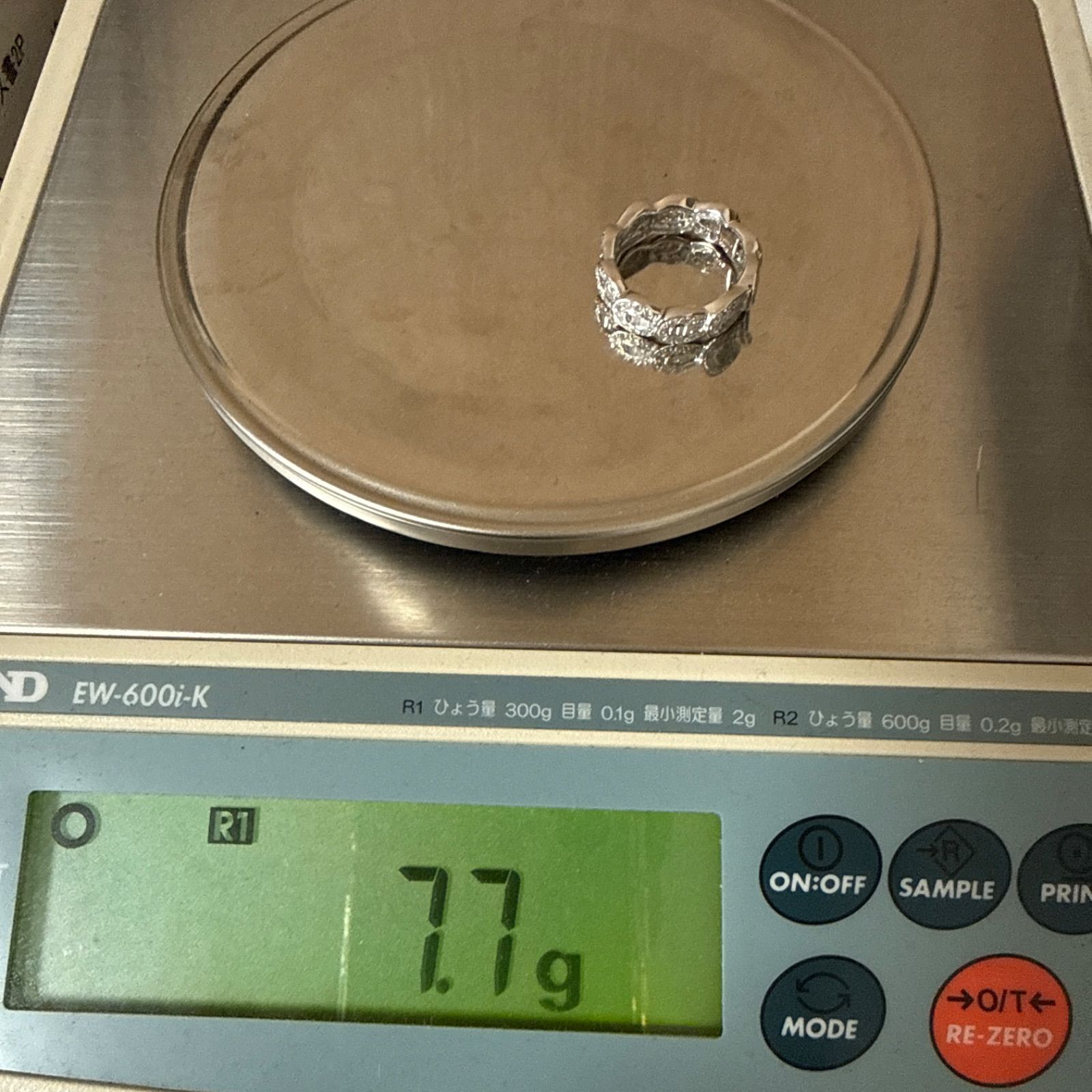 PT900天然ダイヤモンド1.70ctフルエタニティリング　ユニセックス　#15 7.7g 2種カットダイヤ　馬蹄形
