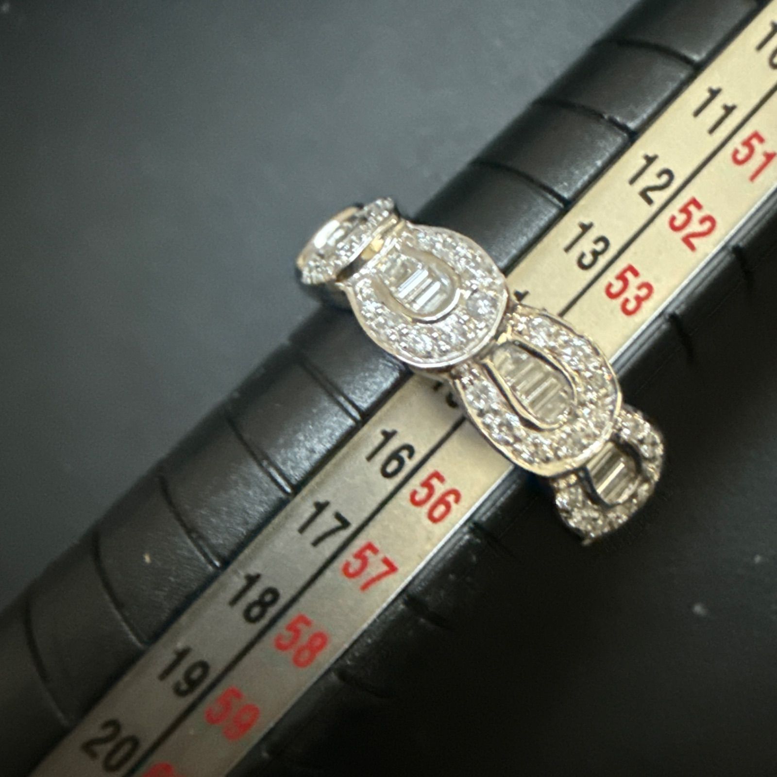 PT900天然ダイヤモンド1.70ctフルエタニティリング　ユニセックス　#15 7.7g 2種カットダイヤ　馬蹄形