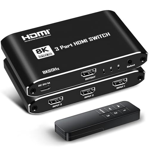 【8K＠60HZ】 HDMI 2.1 切替器 3入力1出力 Chayoo HDMIセレクター 分配器 リモコン付き 48Gbps高帯域 HDCP2.3 PS5/PS4 pro/Xbox/TV-box/PC/Switch/BlueRay DVD 70386ab7