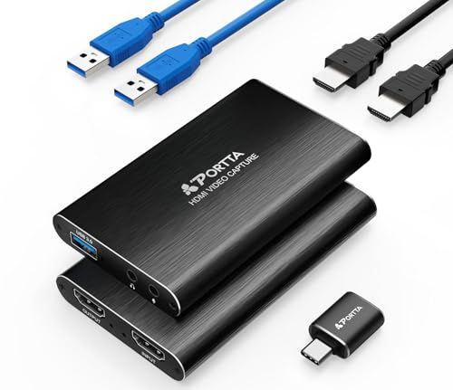 PORTTA HDMI キャプチャーボード パススルー, 1080P60 低遅延, ストリーミングと録画、4K HD MI入力/ループ出力、USB 3.0 - PCビデオカメラ、PS4、PS5、Xbox、Nintendo Switch 2、O ae0198bd
