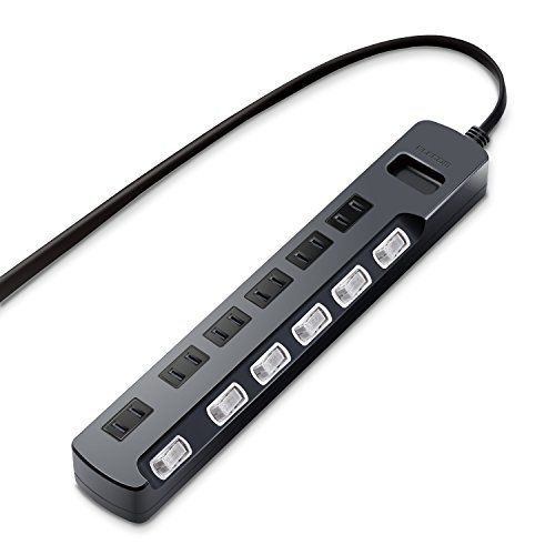 エレコム AV雷ガードタップ/個別/ホコリシャッター付/6個口/5m/ブラックkk e568865b