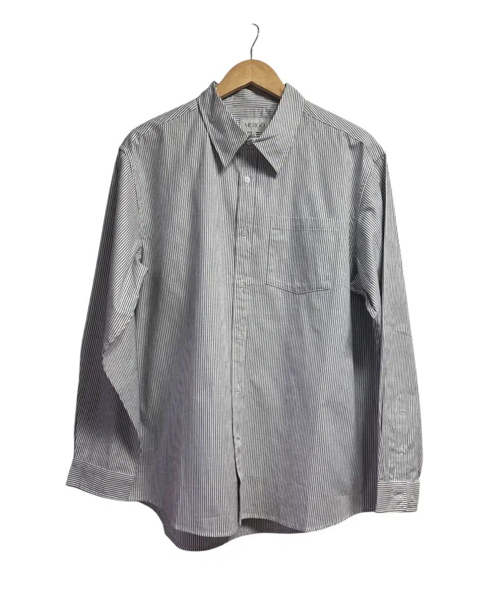 (新品) メリゴ(MERGO) Classic ストライプ 長袖 シャツ グレー XL