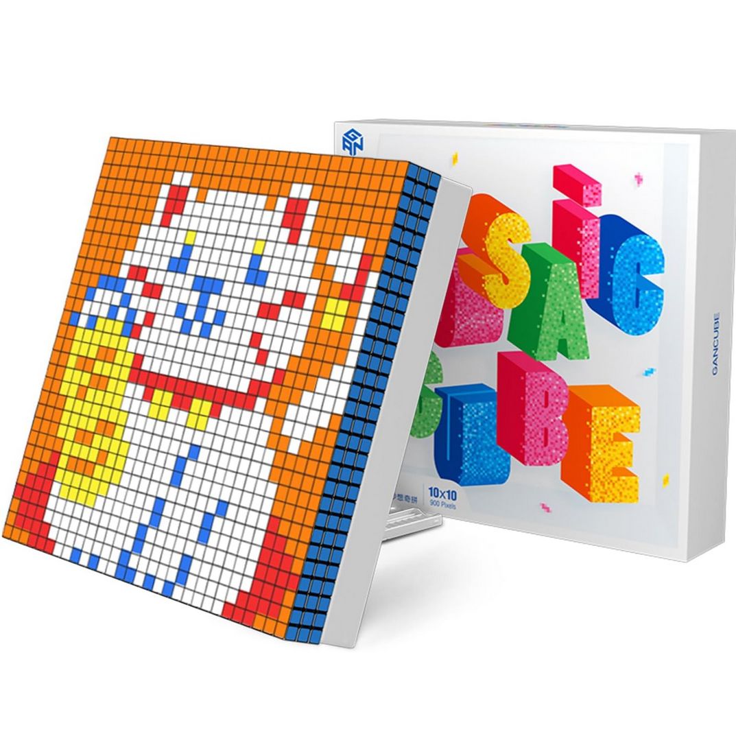 GAN 100個 3x3 ミニキューブ, マジックキューブ モザイクキューブ 子供と大人の誕生日用 パズル おもちゃ (パズルプレート付き)