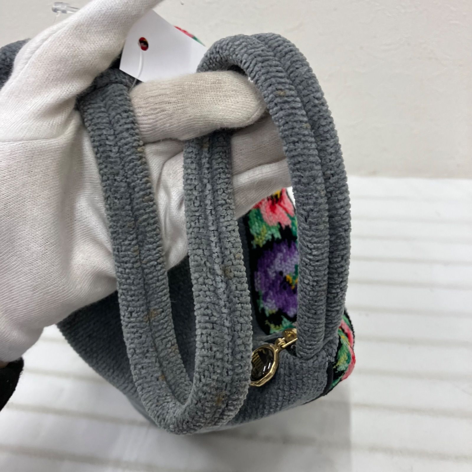 3361 FEILER フェイラー ハンドバッグ グレー 花柄 フラワー