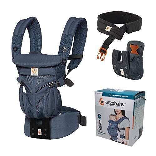 エルゴベビー (Ergobaby) 抱っこひも メッシュ おんぶ 前向き抱き 日本正規品 (洗濯機で洗える) ベビーキャリア 成長にフィット オムニ360 クールエア/ミッドナイトブルー CREGBCS360PMIDBLU 1個 (x 1)ｍａ