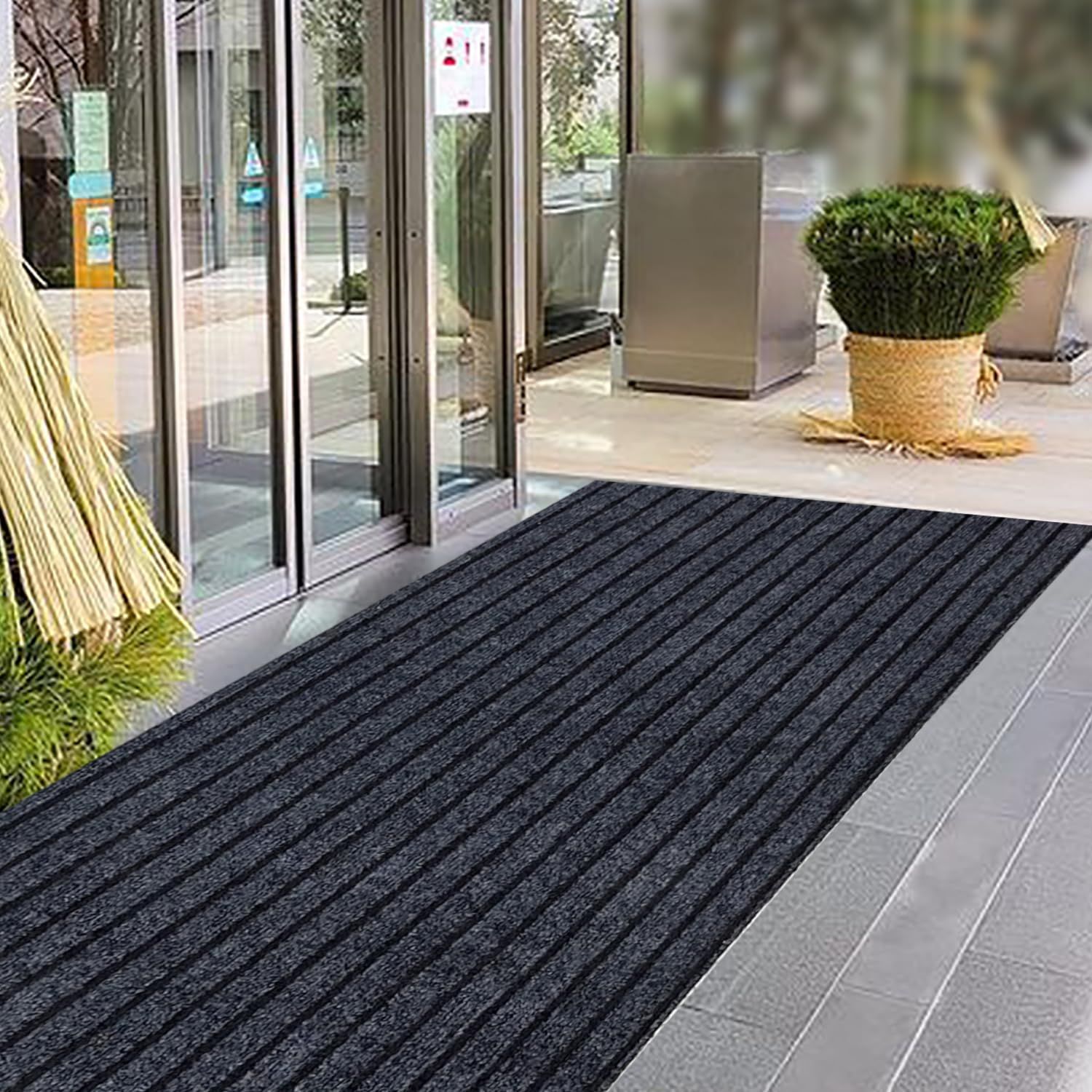 玄関マット 90*180cm 厚め版(厚さ5mm) 高密度 屋外マット TPE エコ無毒無臭 新型素材 ドアマット スタンダードマット 吸水マット 屋内 屋外 速乾 吸水 吸油 泥落とし 洗える 滑り止め 耐磨耗 廊下敷き 足拭き カット可能 業務用 自宅ma