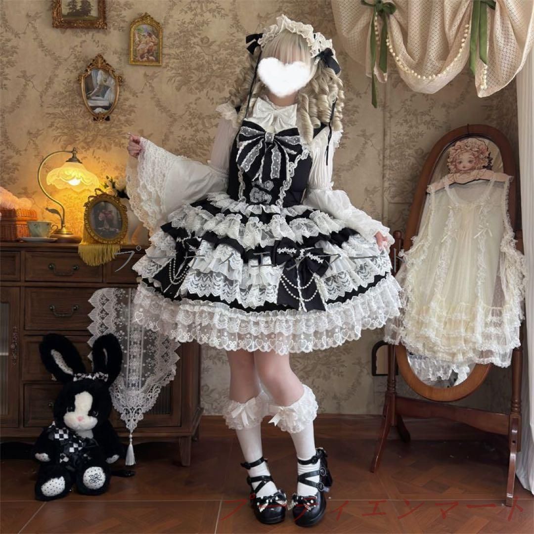 韓嬢♯十字心結】ゴスロリ・ロリータドレスフリル付き ロリィタドレス