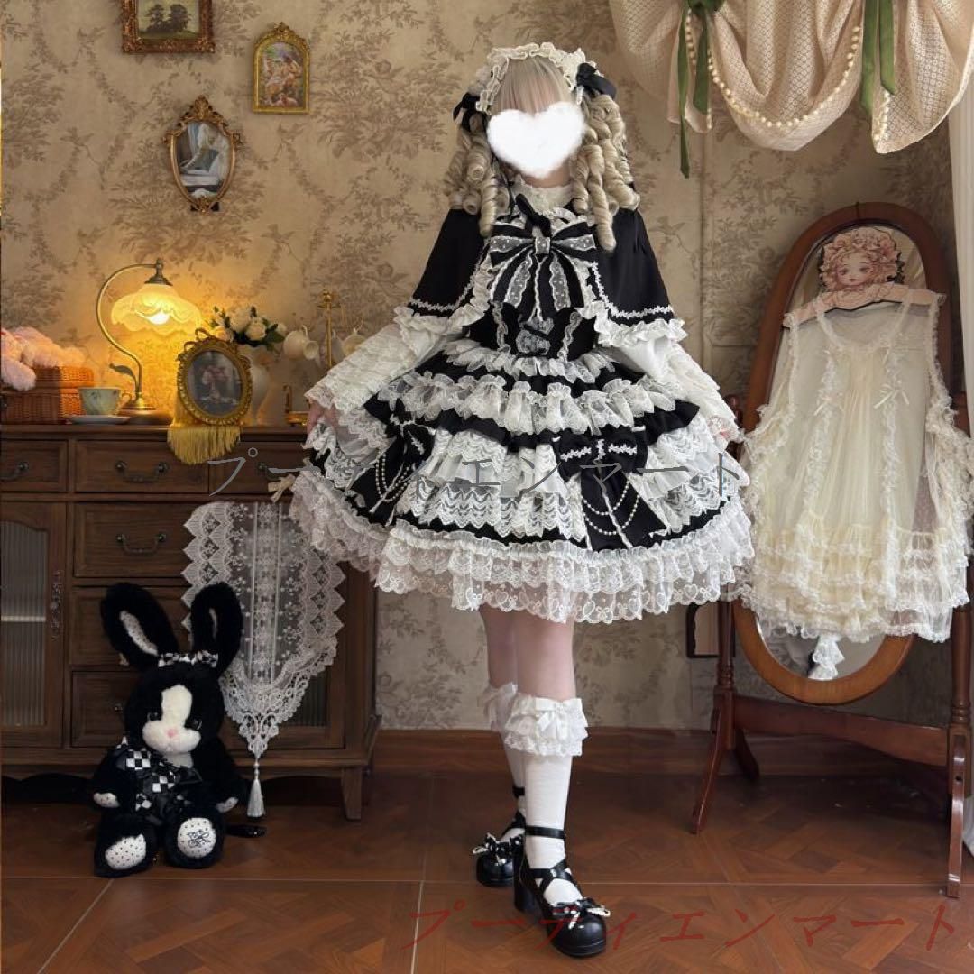 人気商品 【韓嬢♯十字心結】ゴスロリ・ロリータドレスフリル付き