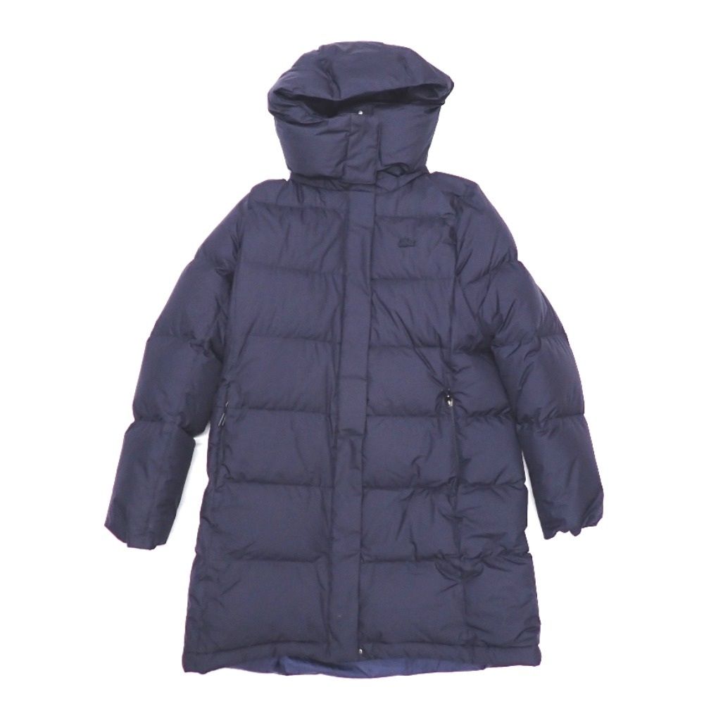 NA23101 ラコステ ダウンジャケット フード付き ミドル丈 ダウンコート BF275EL ネイビー系 #38 レディース LACOSTE 中古