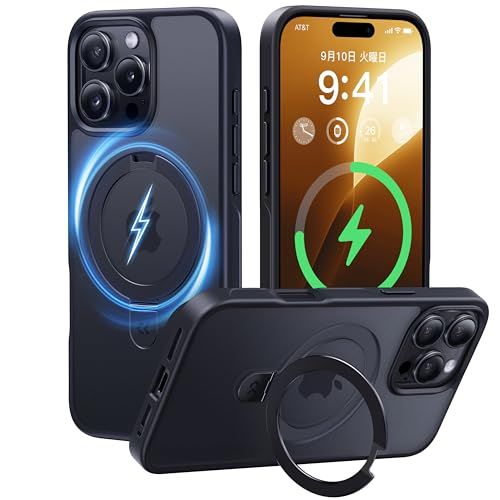 【新品】【11年の匠心開発 高耐久スタンド構造】CASEKOO for iPhone 16 Pro ケース【3倍米軍MIL規格 耐衝撃／MagSafe対応】隠しスタンド 縦横立て対応 リング機能 マット仕上げ 指紋防止 黄変防止 半透明 スト 7eba1f6c