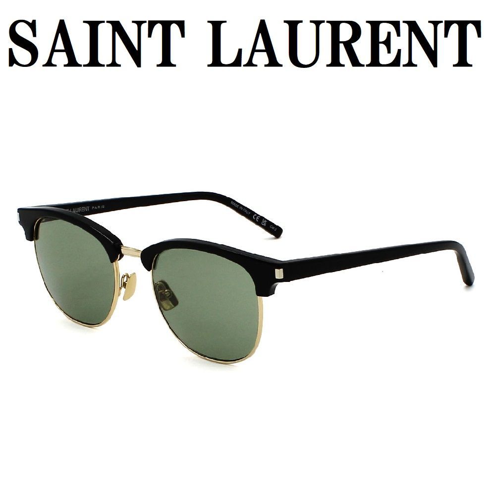 サンローラン SAINT LAURENT SL108 014 サングラス ノーズパット UVカット 紫外線カット メンズ レディース グリーン ブラック ゴールド