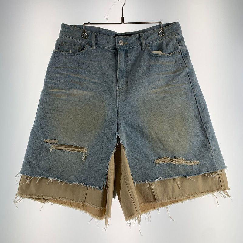 【中古品】 PROJECT G R LAYERED SKIRT SHORTS プロジェクトジーアール レイヤード スカート デザイン ショーツ ハーフパンツ デニム ダメージ加工 ボトムス 古着 【153-260518-mh-01-fuzh】