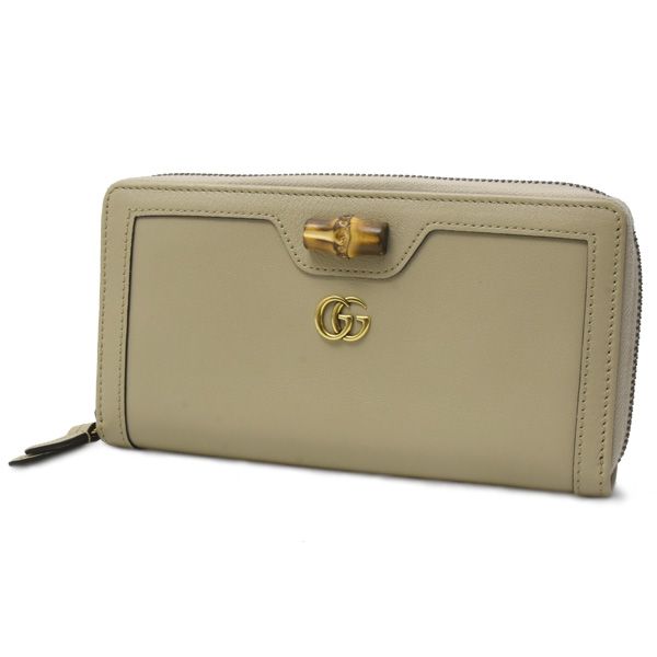 【箱付き】【美品】GUCCI ベージュ 長財布 GGパターンラウンドファスナー グッチ 財布 レディース ダブルG 長財布 ラウンドファスナー カーフ