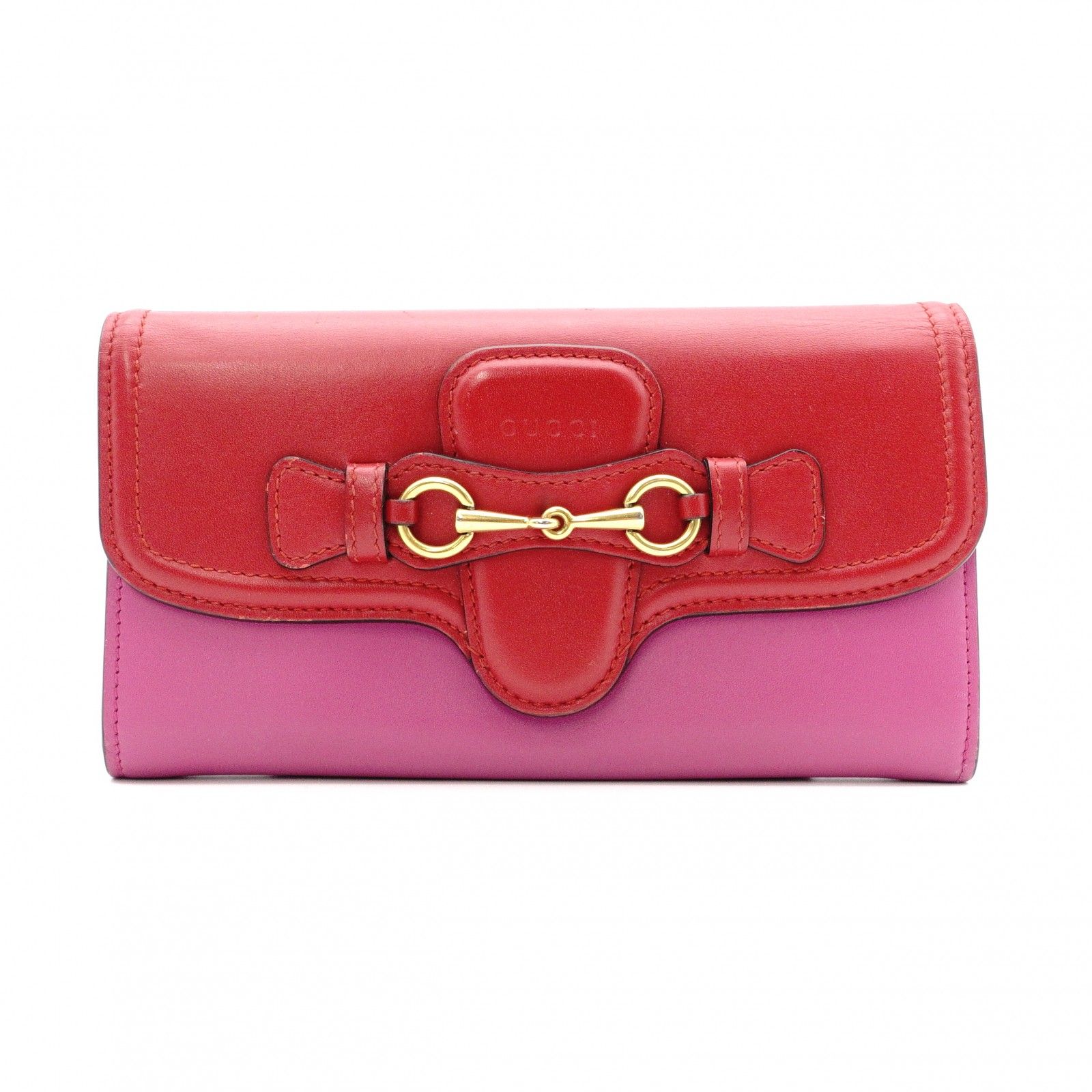 GUCCI グッチ ホースビット 長財布 レザー ピンク レッド 財布 ゴールド金具
