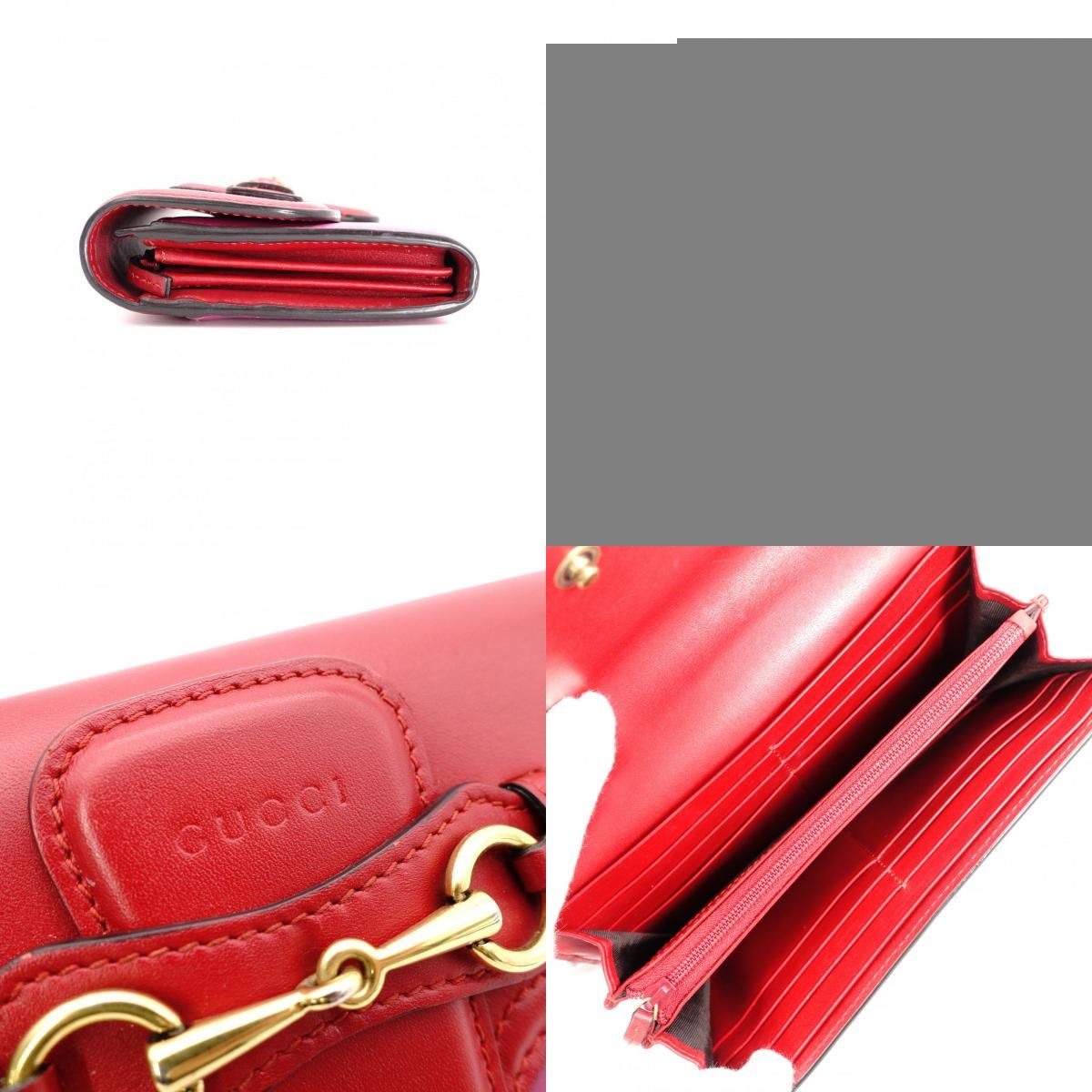 GUCCI グッチ ホースビット 長財布 レザー ピンク レッド 財布 