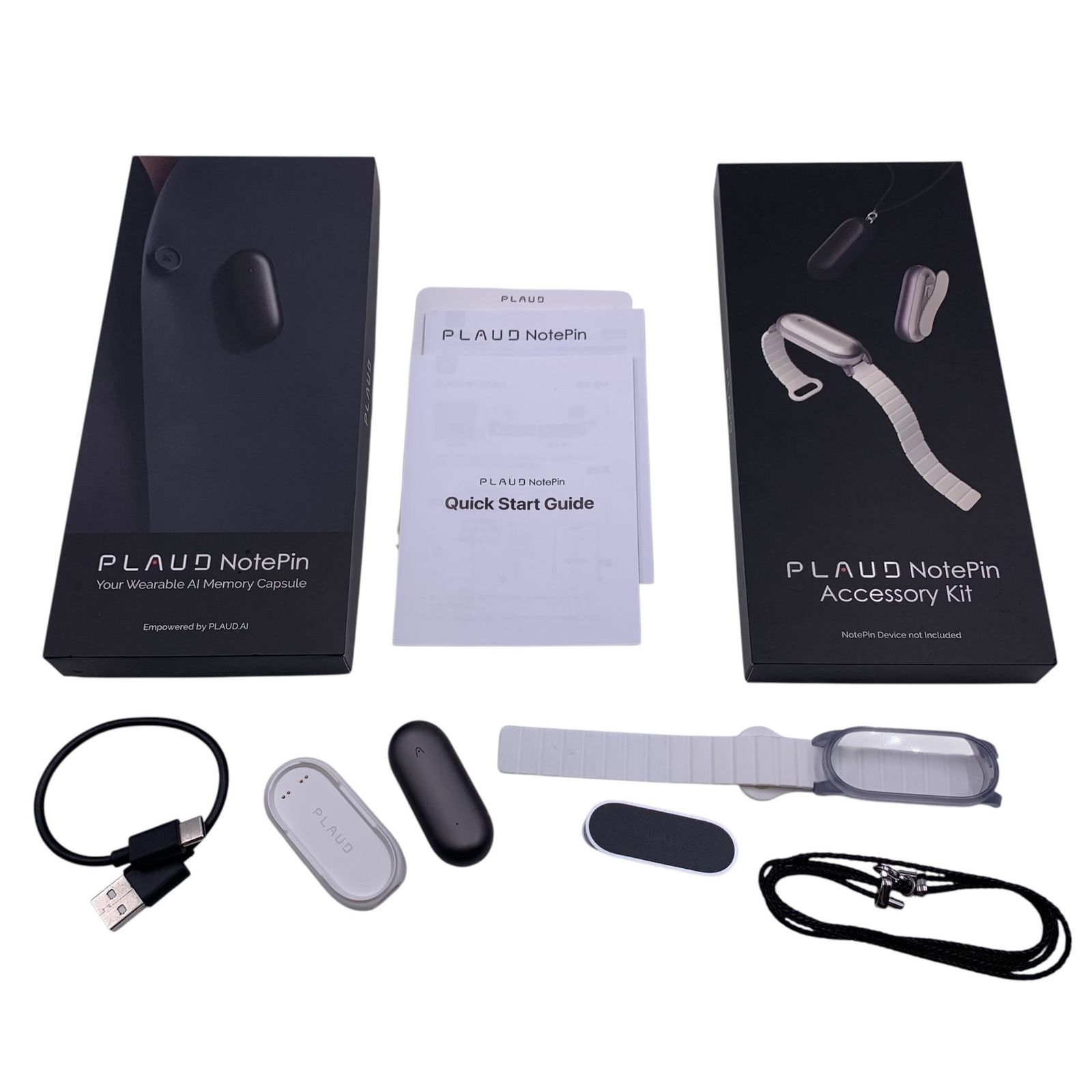 ■美品 PLAUD NotePin PN0200 AIボイスレコーダー ブラック ウェアラブルレコーダー Accessory Kit付 充電ケーブル付属2529257,2529257