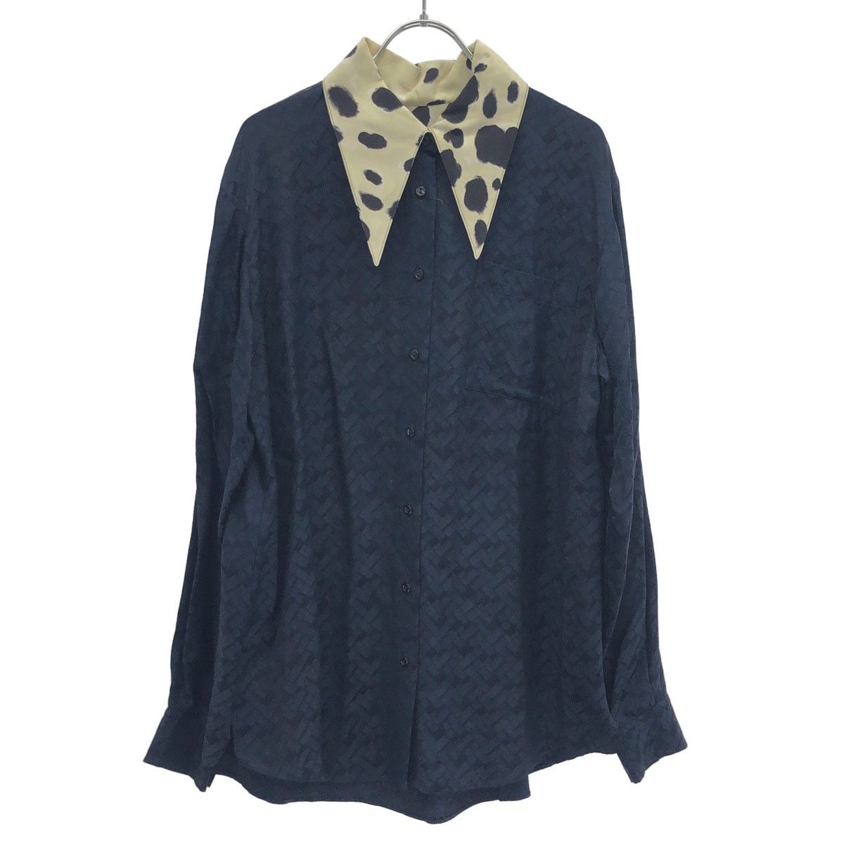 MARNI マルニ 22AW レーヨンシャツ CAMA0483Q1 UTV902 ネイビー ホワイト 38