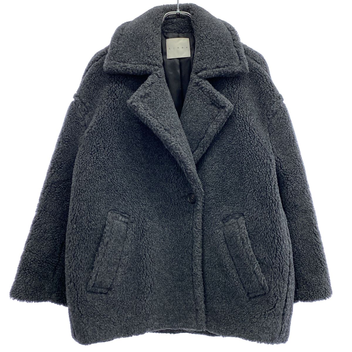 CINOH チノ 23AW BOA COCOON COAT ボアコクーンコート 23WC0007 ダークグレー 38 CINOH チノ 23AW BOA COCOON COAT ボアコクーンコート 23WC0007