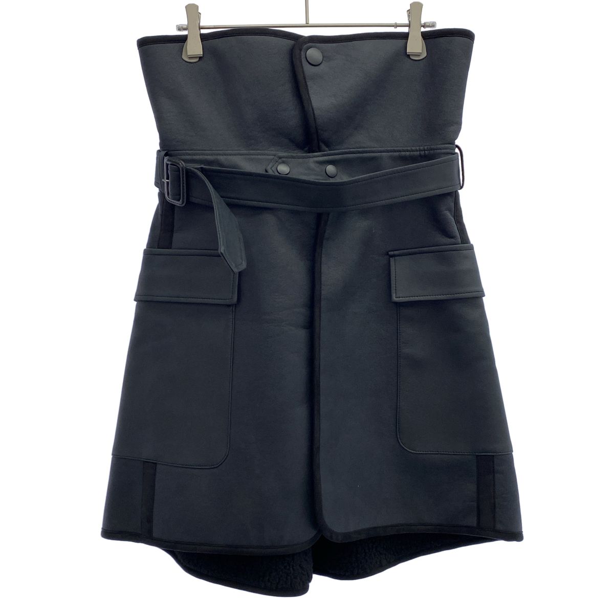 THE RERACS ザ リラクス 22AW SYNTHETIC MOUTON SKIRT ムートンラップスカート 22FW-RESK-139L ブラック 38