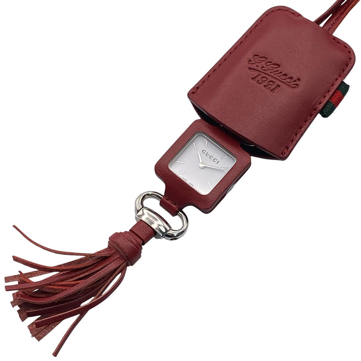 GUCCI グッチ 1921コレクション ペンダントウォッチ 懐中時計 130.5 レディース ステンレススチール レザー ホワイト 中古