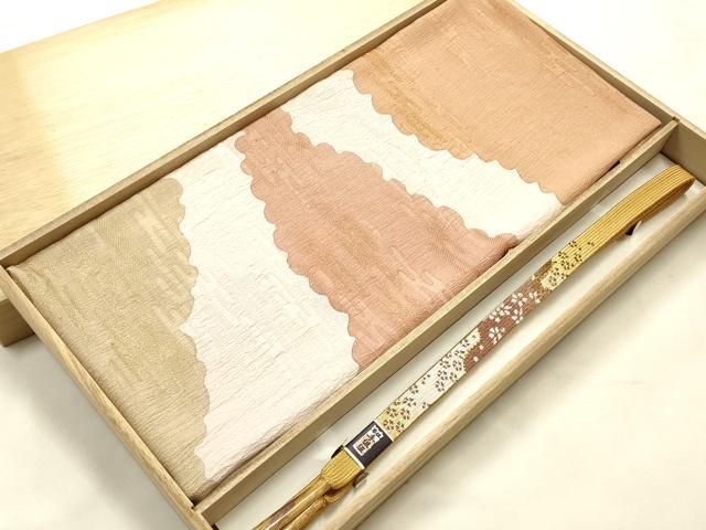 平和屋本店●和装小物　帯締め・帯揚げセット　高麗組　暈し　霞文　金糸　逸品　未使用　AABJ1117ay