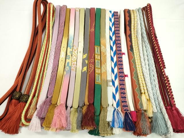 平和屋着物●和装小物　帯締め20本セット　高麗組　笹浪組　奈良組　飾り玉　金銀糸　未使用あり　逸品　CABH2041ju
