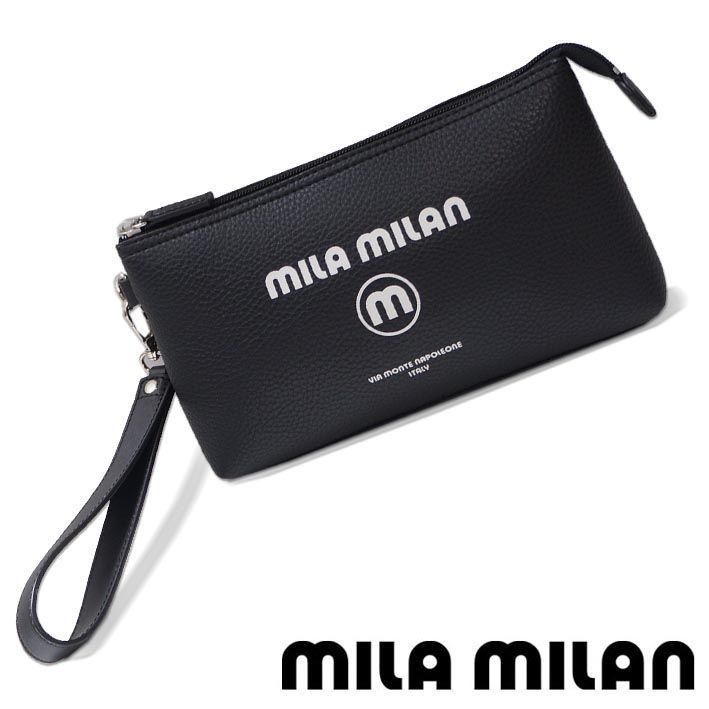 ミラミラン クラッチバッグ セカンドバッグ コルソ 250201 mila milan メンズ ブラック 黒 定価9,900円 ミラショーン mila schon コンパクト 小型 薄型 ミニマム 通勤 カジュアル ミラ・ミラン 軽量 防水 新品 未使用