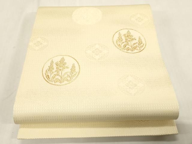 平和屋着物●六通柄袋帯　正倉院花文　金糸　正絹　逸品　未使用　CABG9358dy
