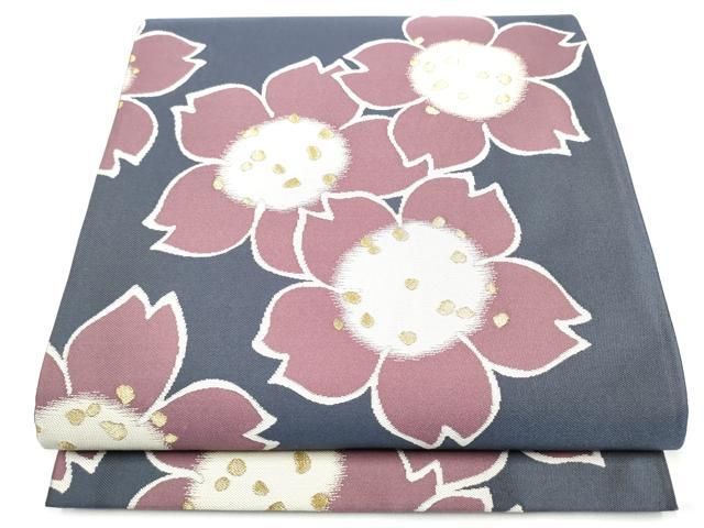 平和屋着物●世界的人形師　辻村寿三郎　ジュサブロー　六通柄袋帯　舞桜文　金糸　正絹　逸品　CABG9127hy