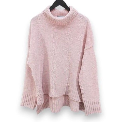 セブンテンバイミホカワヒト SEVEN TEN by MIHO KAWAHITO 長袖 ニット セーター タートルネック カシミヤ混 S ピンク系 日本製 リブ 毛 ウール 無地