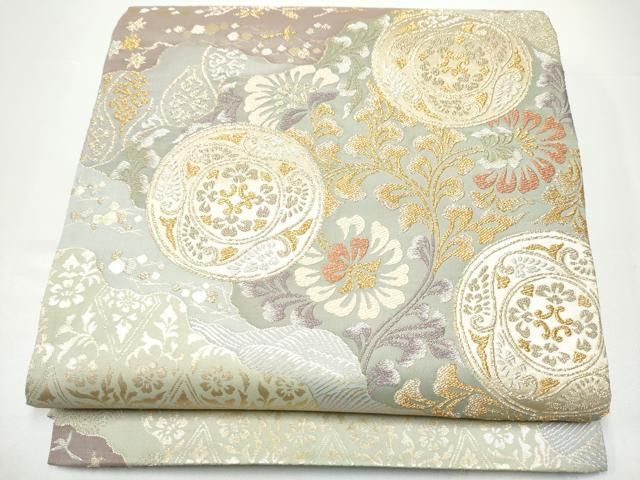 平和屋着物●六通柄袋帯　花唐草文　金糸　正絹　逸品　CABG9146hy