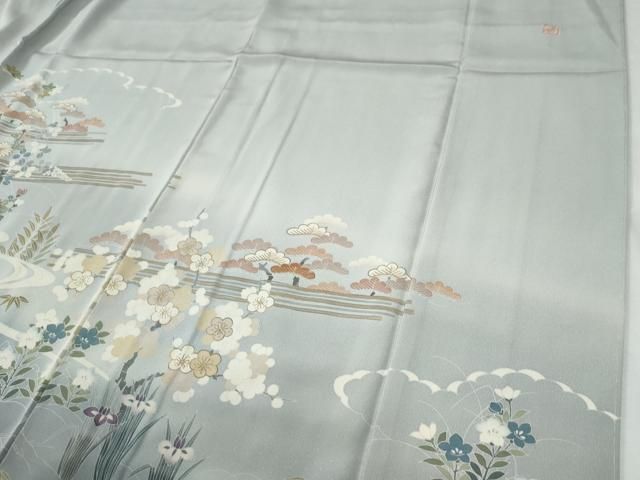 平和屋着物○高級染元 粋峰 林芳夫 京加賀友禅 訪問着 籬松竹梅草花文