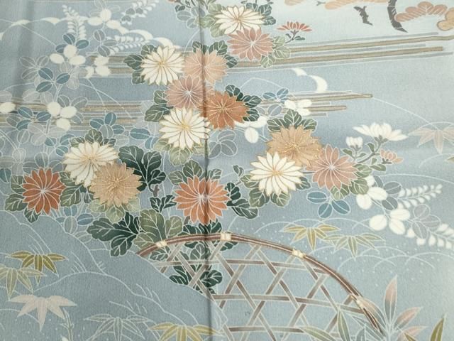 平和屋着物○高級染元 粋峰 林芳夫 京加賀友禅 訪問着 籬松竹梅草花文