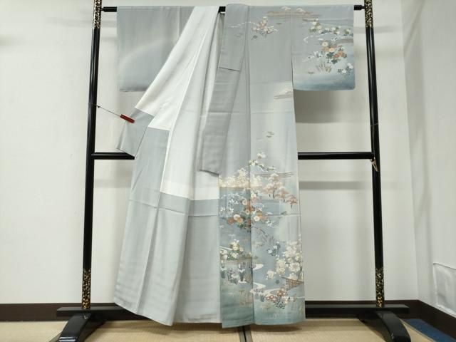 平和屋着物○高級染元 粋峰 林芳夫 京加賀友禅 訪問着 籬松竹梅草花文