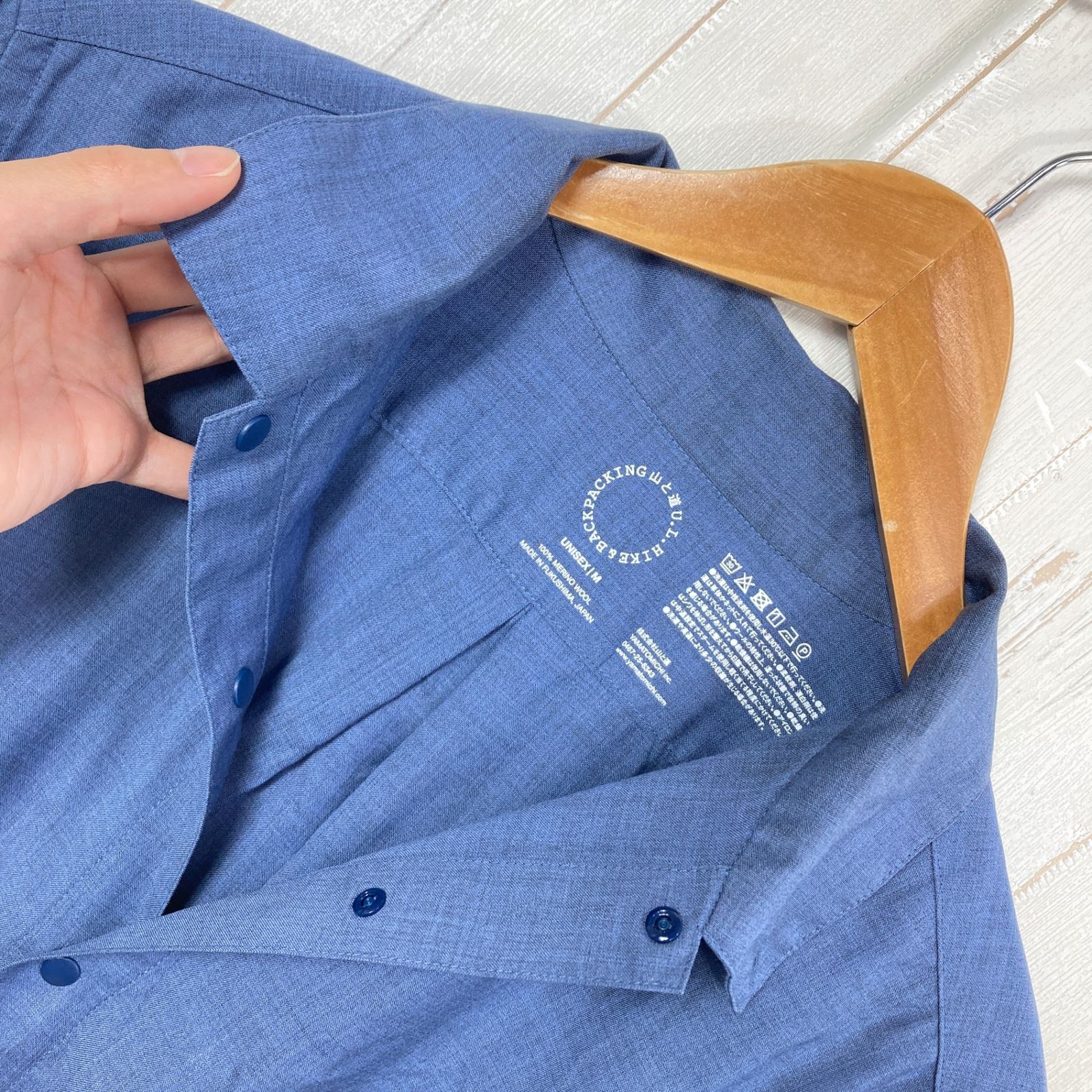 ✉️Unisex M ブルー系 Yamatomichi ( 山と道 ) メリノ シャツ Merino
