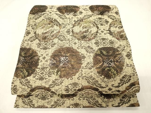平和屋着物▽六通柄袋帯　スリーシーズン　春夏秋　草花丸文　金銀糸　正絹　逸品　CABG9450dy 23,400円