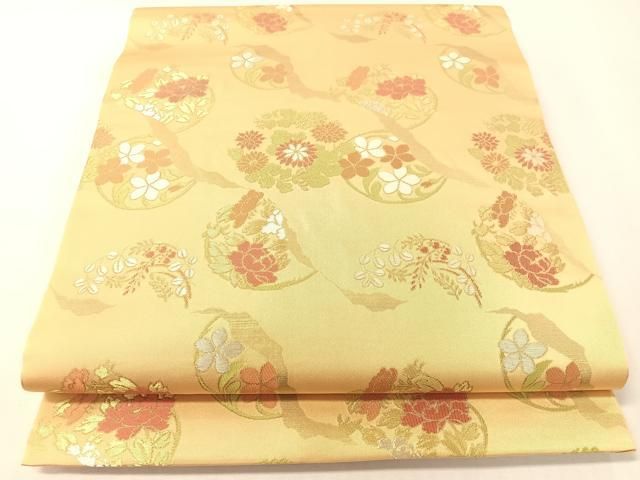 平和屋着物●西陣　川島織物　六通柄　本袋帯　草花丸文　金銀糸　正絹　逸品　CABG7990vp