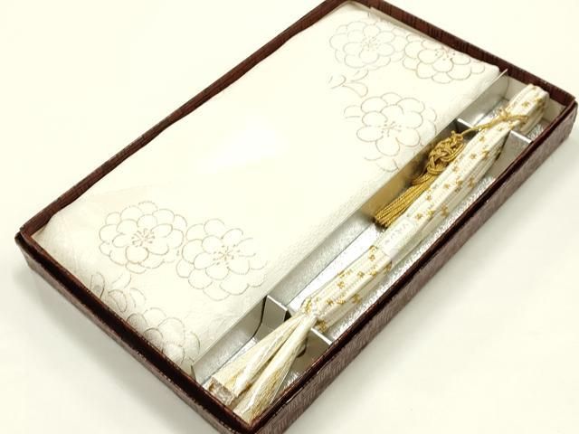 平和屋着物●和装小物　帯締め・帯揚げセット　礼装用　平組　切嵌花文　金糸　金銀彩　亀房付き　逸品　未使用　AABI8750ay